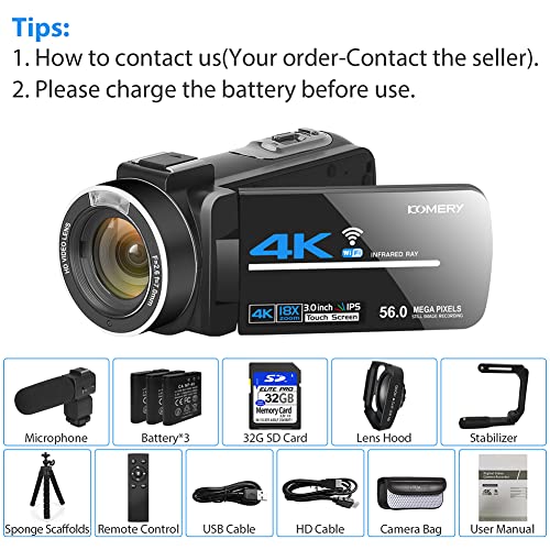 The Storepaperoomates Retail Market Camcorders Video Camera 4K 56MP UHD Video Camera for YouTube with External Mic Video Camera Camcorder with 32G SD Card 2.4G Remote IR Night Vision, 18X Digital Zoom Camcorder WiFi - Fast Affordable Shopping