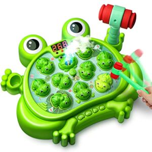 Whack A Frog Game,Toys for 2 Year Old Boy and Toddlers,5 Modes,45 Levels,with 9 Music Spray and Light-up,Baby Early Learning Developmental Interactive Toys Birthday Gifts for Ages 2,3,4+Year Old Boy