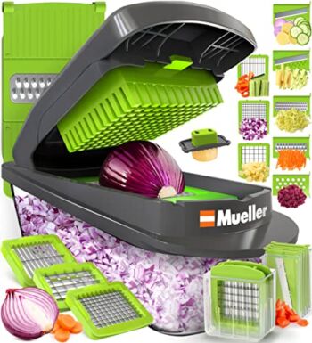 The Storepaperoomates Retail Market Mueller Pro-Series 10-in-1, 8 Blade Vegetable Slicer, Onion Mincer Chopper, Vegetable Chopper, Cutter, Dicer, Egg Slicer with Container - Fast Affordable Shopping