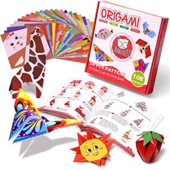 The Storepaperoomates Retail Market Gamenote Colorful Kids Origami Kit 108 Double Sided Vivid Origami Paper 12 Sheets Practice Papers 54 Origami Projects Instructional Origami Book Origami for Kids Adult Beginners Training Craft - Fast Affordable Shopping