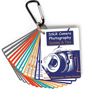 Photography Accessories DSLR Cheat Sheet Cards for Canon, Nikon, Sony, Camera Accessories Quick Reference Cards Photography Guides & Tips: Settings, Exposure, Modes, Composition, Lighting etc 4×3 inch