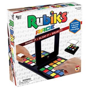 University Games Rubik’s Race Game, Head To Head Fast Paced Square Shifting Board Game Based On The Rubiks Cubeboard, for Family, Adults and Kids Ages 7 and Up, Black