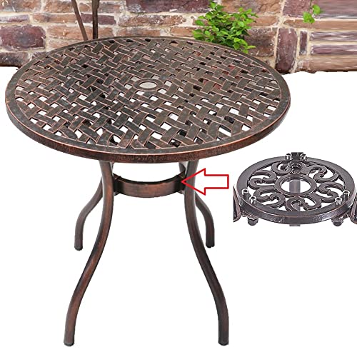 The Storepaperoomates Retail Market Garden Dining Picnic Coffee Table, Weather Resistant Outdoor Patio Furniture Bistro Sets, Cast Aluminum Table for Lawn Backyard Balcony, Red Gold - Fast Affordable Shopping