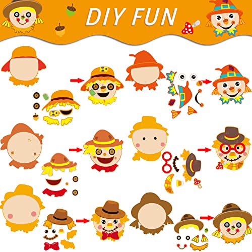 The Storepaperoomates Retail Market 30 Pcs Fall Craft Kits DIY Scarecrow Craft for Kindergarten Kids, Thanksgiving Autumn Art Craft Make Your Own Scarecrow Head Set for Home Class Game Activities Preschoolers - Fast Affordable Shopping