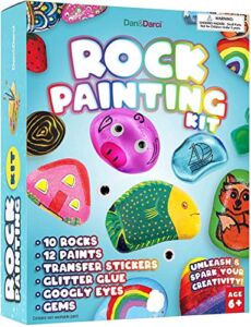 Rock Painting Kit for Kids – Arts and Crafts for Girls & Boys Ages 6-12 – Craft Kits Art Set – Supplies for Painting Rocks – Best Tween Paint Gift, Ideas for Kids Activities Age 4 5 6 7 8 9 10
