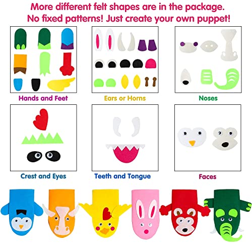 The Storepaperoomates Retail Market WATINC 6Pcs Hand Puppet Making Kit for Kids Art Craft Felt Sock Puppet Creative DIY Make Your Own Puppets Pompoms Wiggle Googly Eyes Storytelling Role Play Party Supplies for Girls Boys - Fast Affordable Shopping