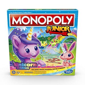 MONOPOLY Junior: Unicorn Edition Board Game for 2-4 Players, Magical-Themed Indoor Game for Kids Ages 5 and Up (Amazon Exclusive)