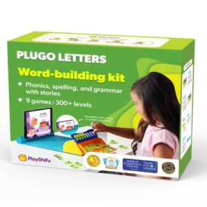 PlayShifu Educational Word Game – Plugo Letters (Kit + App with 9 Learning Games) STEM Toy Gifts for Kids Age 4 5 6 7 8 | Phonics, Spellings & Grammar | 48 Alphabet Tiles (Works with tabs / mobiles)
