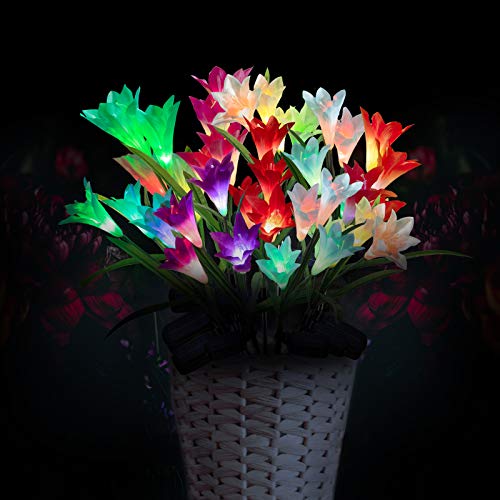 The Storepaperoomates Retail Market Outdoor Solar Flower Lights – 4 Pack Solar Garden Lights Color Changing with16 Larger Lily Flowers, Waterpoof Solar Garden Stake Lights for Lawn Patio Pathway Yard Farm Wedding Decoration - Fast Affordable Shopping