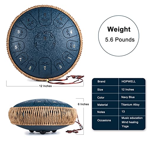 Steel Tongue Drum – HOPWELL 12 Inches 13 Notes – Percussion Instruments – Hand Pan Drum with Music Book, Drum Mallets and Carry Bag, C Major (Navy Blue) | The Storepaperoomates Retail Market - Fast Affordable Shopping