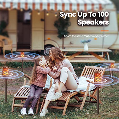 The Storepaperoomates Retail Market Outdoor Bluetooth Speaker, LED Atmosphere Speaker Portable Waterproof Party Speaker, Sync Up to 100 Speakers, BT5.0 Gift for Patio Garden Home Decorations, Wall Mount&Hook&Stake, 1 Pack - Fast Affordable Shopping