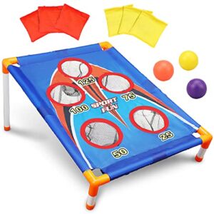 TOY Life Kids Cornhole Outdoor Games – Bean Bag Toss Game for Kids – Kids Outdoor Toys – Cornhole – Outdoor Games for Kids – 6 Bean Bag Toss and 3 Corn Hole Balls – Outside Toys for Kids 3 4 5 6 7