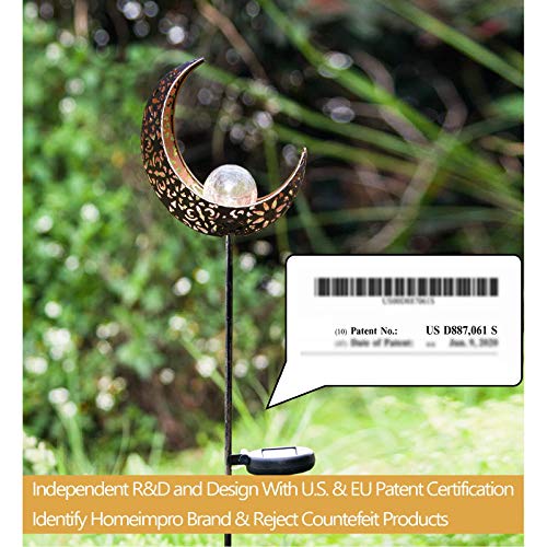 The Storepaperoomates Retail Market Homeimpro Garden Solar Lights Pathway Outdoor Moon Crackle Glass Globe Stake Metal Lights,Waterproof Warm White LED for Lawn,Patio or Courtyard (Bronze) - Fast Affordable Shopping