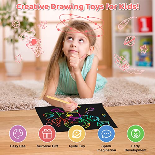 The Storepaperoomates Retail Market UCIDCI Scratch Art Kit, 30PCS Rainbow Papers and 12pcs Scratch Bookmarks, Arts and Crafts for Girls Boys Ages 3-12, Magic Gifts Colorful Art Supplies for Kids, Christmas/New Year/Birthday Gift, Toys - Fast Affordable Shopping