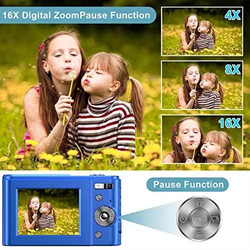 The Storepaperoomates Retail Market Digital Baby Camera for Kids Teens Boys Girls Adults,1080P 48MP Kids Camera with 32GB SD Card,2.4 Inch Kids Digital Camera with 16X Digital Zoom, Compact Mini Camera Kid Camera for Kids/Student（Blue） - Fast Affordable Shopping