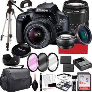 Paging Zone-Canon intl Canon EOS 4000D DSLR Camera with 18-55mm f3.5-5.6 Zoom Lens, 64GB Memory,Case, Tripod and More (28pc Bundle) (Renewed)