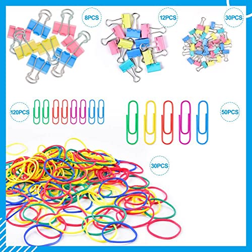 The Storepaperoomates Retail Market Binder Clips Paper Clips, Sopito 300pcs Colored Office Clips Set with Paper Clamps Paperclips Rubber Bands for Office and School Supplies, Assorted Sizes - Fast Affordable Shopping