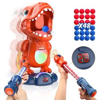 The Storepaperoomates Retail Market Movable Dinosaur Shooting Toys for Kids Target Shooting Games with 2 Air Pump Gun, Party Toys with Score Record, LED & Sound, 48 Foam Balls Electronic Target Practice Toys Gift for Boys and Girls - Fast Affordable Shopping