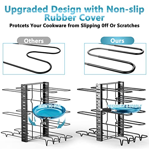 The Storepaperoomates Retail Market Pots and Pans Organizer for Cabinet, ORDORA 8 Tier Pot Rack with 3 DIY Methods, Adjustable Pan Organizer Rack for Cabinet, Pot Organizer for Kitchen Organization & Storage, Pot Lid Organizer - Fast Affordable Shopping
