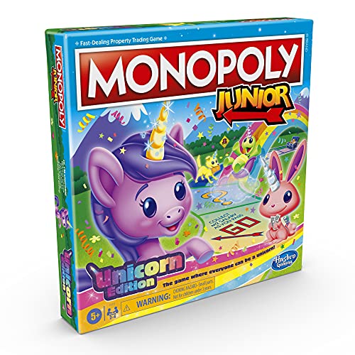 The Storepaperoomates Retail Market MONOPOLY Junior: Unicorn Edition Board Game for 2-4 Players, Magical-Themed Indoor Game for Kids Ages 5 and Up (Amazon Exclusive) - Fast Affordable Shopping