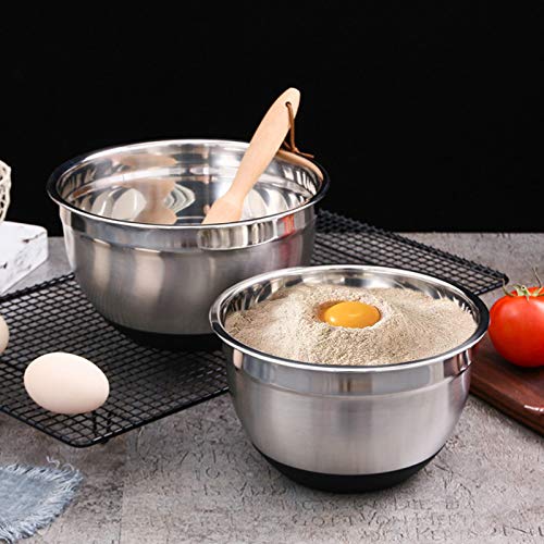 The Storepaperoomates Retail Market Mixing Bowls with Airtight Lids, 20 piece Stainless Steel Metal Nesting Bowls, AIKKIL Non-Slip Silicone Bottom, Size 7, 3.5, 2.5, 2.0,1.5, 1,0.67QT Great for Mixing, Baking, Serving (Black) - Fast Affordable Shopping