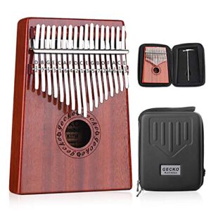 GECKO Kalimba 17 Keys Thumb Piano with Waterproof Protective Box, Tune Hammer and Study Instruction, Portable Mbira Sanza Finger Piano, Meditation Sound, Gift for Kids Adult Beginners Professional