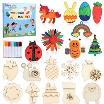 The Storepaperoomates Retail Market DIY Wooden Magnets, 36 Wooden Art Craft for Kids, Art and Craft Supplies Party Birthday Gift Favors for Boys Girls Ages 4-8 8-12 , Easter Crafts - Fast Affordable Shopping