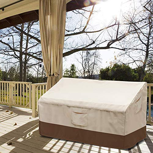 The Storepaperoomates Retail Market Vailge 2-Seater Heavy Duty Patio Bench Loveseat Cover, 100% Waterproof Outdoor Sofa Cover, Lawn Patio Furniture Covers with Air Vent, Small(Standard), Beige & Brown - Fast Affordable Shopping
