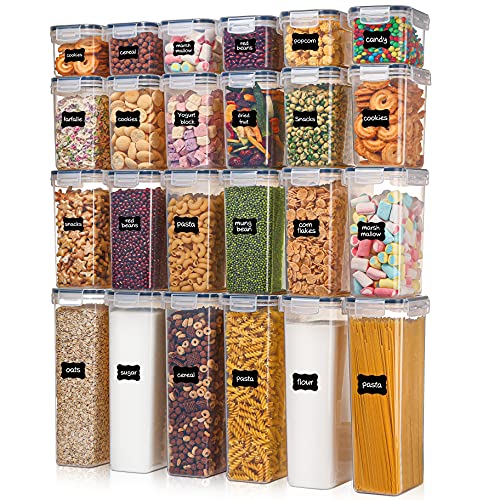 The Storepaperoomates Retail Market Airtight Food Storage Containers with Lids, Vtopmart 24 pcs Plastic Kitchen and Pantry Organization Canisters for Cereal, Dry Food, Flour and Sugar, BPA Free, Includes 24 Labels - Fast Affordable Shopping