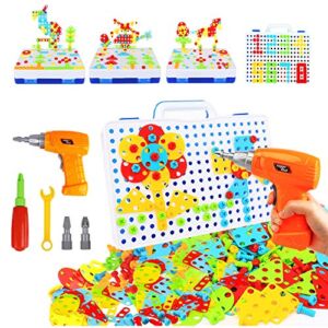 HAPTIME STEM Learning Toys, Construction Engineering Building Block Games with Toy Drill & Screw Driver Tool Set, Educational Activity Preschool Toys Boys Girls Toys Age 3-8 (237 Drill Puzzles)