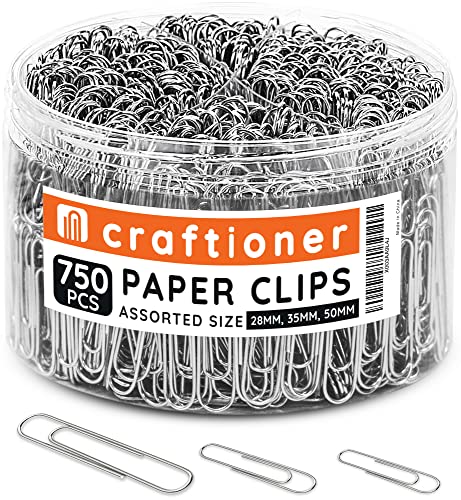 The Storepaperoomates Retail Market CRAFTIONER Paper Clips Assorted Sizes Small Medium & Large Paper Clips Nickel Coated Clips for Office Supplies Managing Paper in Home, Schools and Offices (750, Silver) - Fast Affordable Shopping