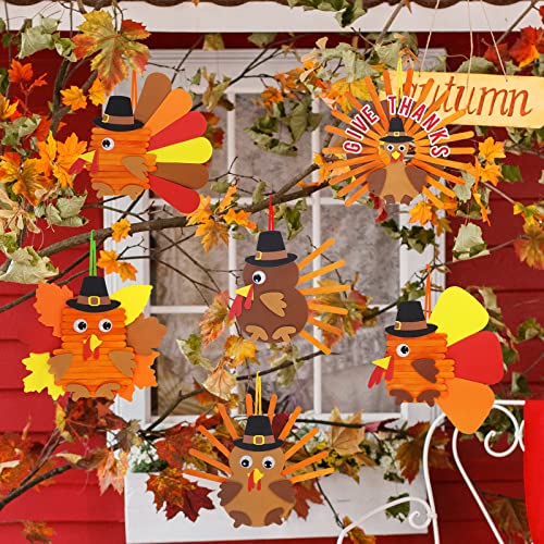 The Storepaperoomates Retail Market Winlyn 24 Sets Thanksgiving Craft Kits Fall Crafts DIY Give Thanks Thanksful Turkey Ornaments Decorations Art Sets Wood Craft Sticks Turkey Foam Stickers Googly Eyes for Kids Classroom Activities - Fast Affordable Shopping