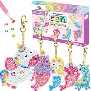 ORIENTAL CHERRY Arts and Crafts for Kids Ages 8-12 – Make Your Own GEM Keychains – 5D Diamond Painting by Numbers Art Kits Gifts for Girls Kids Toddler Ages 3-5 4-6 6-8