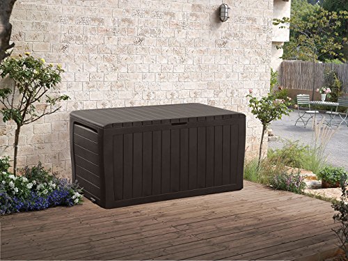The Storepaperoomates Retail Market Keter Marvel Plus 71 Gallon Resin Outdoor Storage Box for Patio Furniture Cushion Storage, Brown - Fast Affordable Shopping