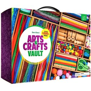 Arts and Crafts Vault – 1000+ Piece Craft Supplies Kit Library in a Box for Kids Ages 4 5 6 7 8 9 10 11 & 12 Year Old Girls & Boys – Crafting Set Kits – Gift Ideas for Kids Art Project Activity