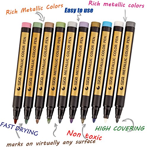 The Storepaperoomates Retail Market MISULOVE Metallic Marker Pens, Set of 10 Colors Paint Markers for Black Paper, Rock Painting, Scrapbooking Crafts, Card Making, Ceramics, DIY Photo Album, Ceramic, Glass and More(Medium tip) - Fast Affordable Shopping