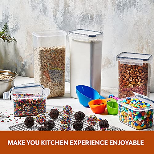 The Storepaperoomates Retail Market 24 Pack Airtight Food Storage Container Set – BPA Free Clear Plastic Kitchen and Pantry Organization Canisters with Durable Lids for Cereal, Dry Food Flour & Sugar – Labels, Marker & Spoon Set - Fast Affordable Shopping