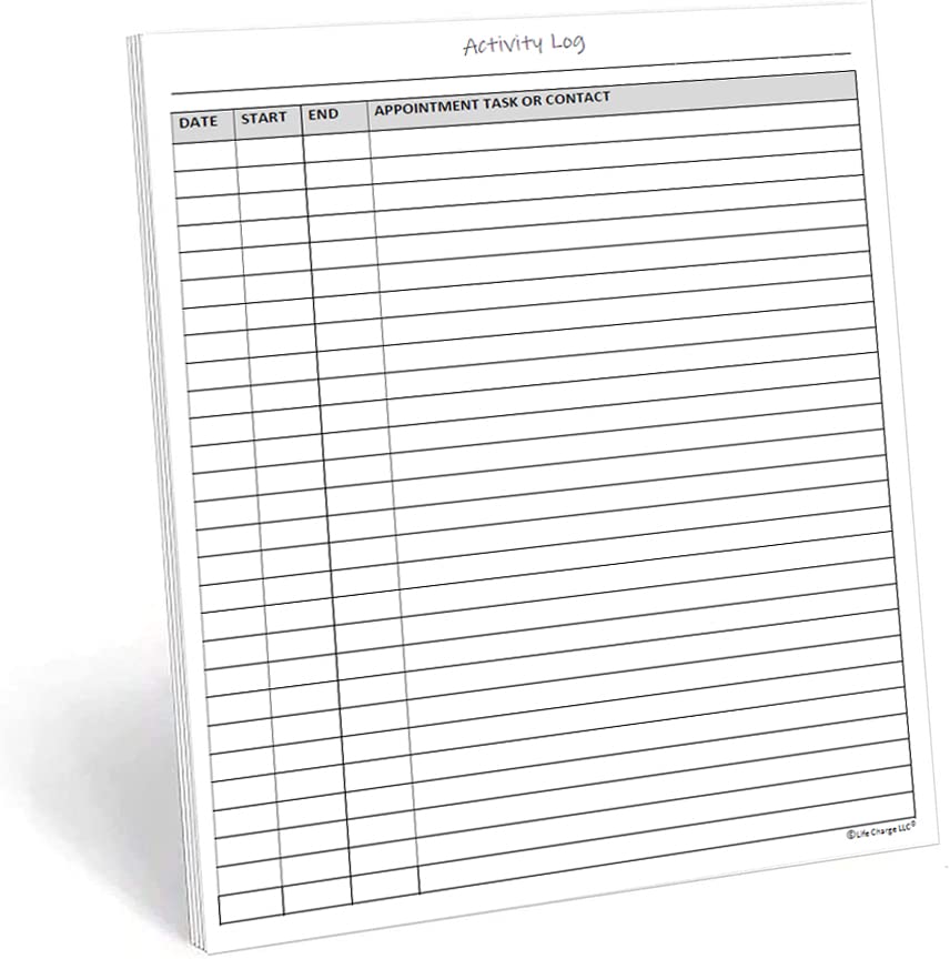 The Storepaperoomates Retail Market Activity Log Notepad, 50 Pages Activity Log to Title, Date, Time and Detail the Task, Appointment or Contact. A Versitile Work Log for Productive People. 11 X 8.5 Inch A4 Tear Sheets. Made in the USA. - Fast Affordable Shopping