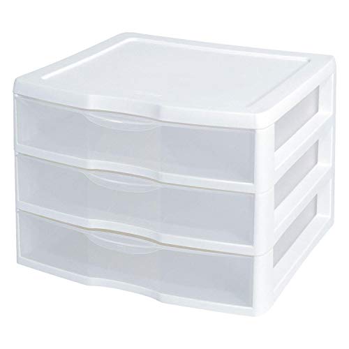 Sterilite 3-Drawer Organizer – ClearView Wide 2093 (White / Clear) (10.25″H x 14.5″W x 14.25″D) - The Storepaperoomates Retail Market - Fast Affordable Shopping