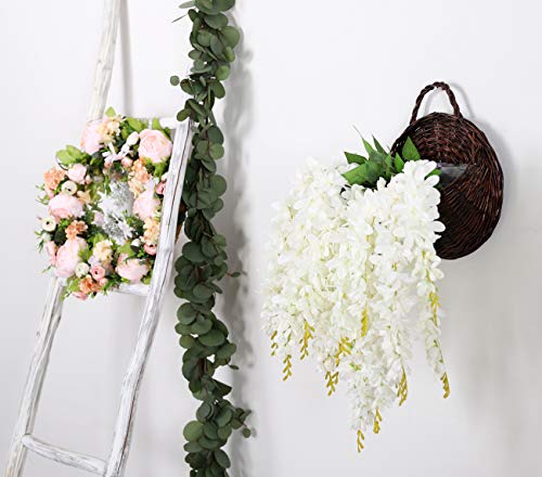 Duovlo Silk Wisteria Flower Artificial 2.13 Feet Hanging Wisteria Vine Fake Flower Bush String Home Party Wedding Decoration,Pack of 4（White） - The Storepaperoomates Retail Market - Fast Affordable Shopping