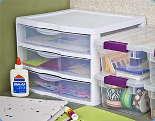 Sterilite 3-Drawer Organizer – ClearView Wide 2093 (White / Clear) (10.25″H x 14.5″W x 14.25″D) - The Storepaperoomates Retail Market - Fast Affordable Shopping