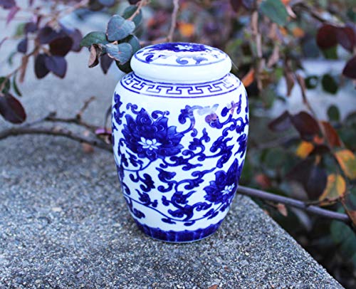 Decorative Blue and White Lotus Pattern Porcelain Storage Container or Display Unit. Small - The Storepaperoomates Retail Market - Fast Affordable Shopping