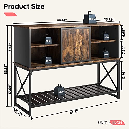 Industrial Bar Cabinet Coffee Bar Buffet Cabinet with Storage Wood Coffee Bar Cabinet with Adjustable Shelf Inside Buffet Sideboard Kitchen Storage Cabinet with Sliding Metal Door - The Storepaperoomates Retail Market - Fast Affordable Shopping