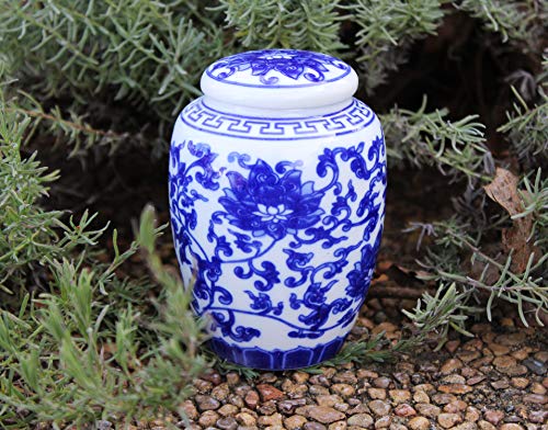 Decorative Blue and White Lotus Pattern Porcelain Storage Container or Display Unit. Small - The Storepaperoomates Retail Market - Fast Affordable Shopping