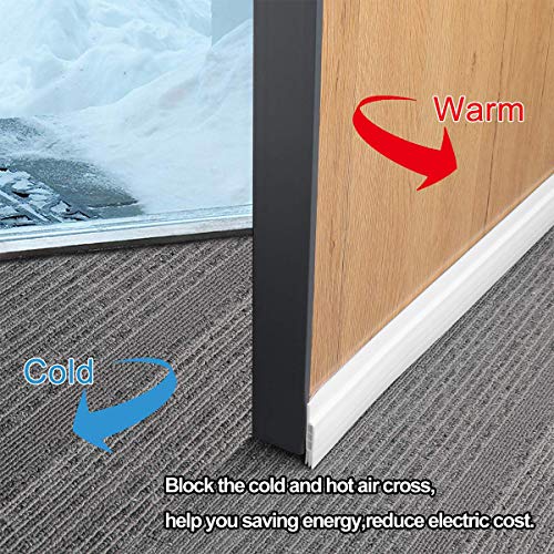 Suptikes 2 Pack Door Draft Stopper，Door Sweep for Exterior & Interior Doors,Door Bottom Seal Dust and Noise Insulation Weather Stripping Draft Guard Insulator, 1-4/5″ W x 37″ L,White - The Storepaperoomates Retail Market - Fast Affordable Shopping