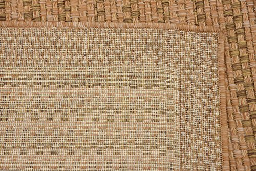 Unique Loom Outdoor Collection Transitional Indoor & Outdoor Casual Striped Tonal Border Area Rug, 8 ft x 11 ft 4 in, Light Brown/Olive - The Storepaperoomates Retail Market - Fast Affordable Shopping