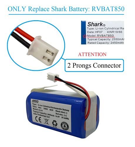 Replacement Shark RVBAT850 Battery for Shark Ion R75, R85, RV850, S87, AV752, AV751, RV761, RV851WV, RV871, RV1000S, RV101AE Robot Vacuum Cleaners, 2600mAh, 14.4v/14.8v (Attention: 2-Prong Connector) - The Storepaperoomates Retail Market - Fast Affordable Shopping
