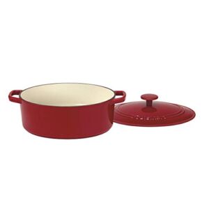 Cuisinart Chef’s Classic Enameled Cast Iron 5-1/2-Quart Oval Covered Casserole, Cardinal Red
