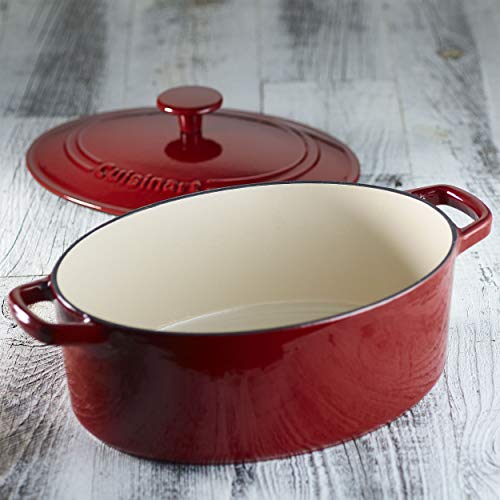 Cuisinart Chef’s Classic Enameled Cast Iron 5-1/2-Quart Oval Covered Casserole, Cardinal Red - The Storepaperoomates Retail Market - Fast Affordable Shopping