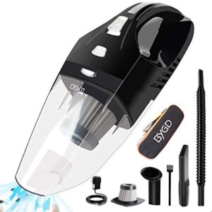 BYGD Handheld Vacuum Cordless Cleaner, Powerful Cyclonic Suction Portable Hand Vac, Powered by Li-ion Battery Rechargeable Quick Charge Tech, Wet and Dry Vacuum Cleaner for Home and Car Cleaning.